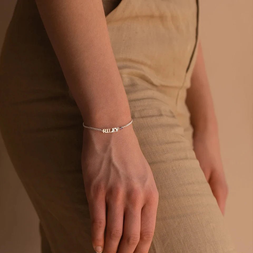 Customized Name & Birthstone Chain Bracelet - Veinci