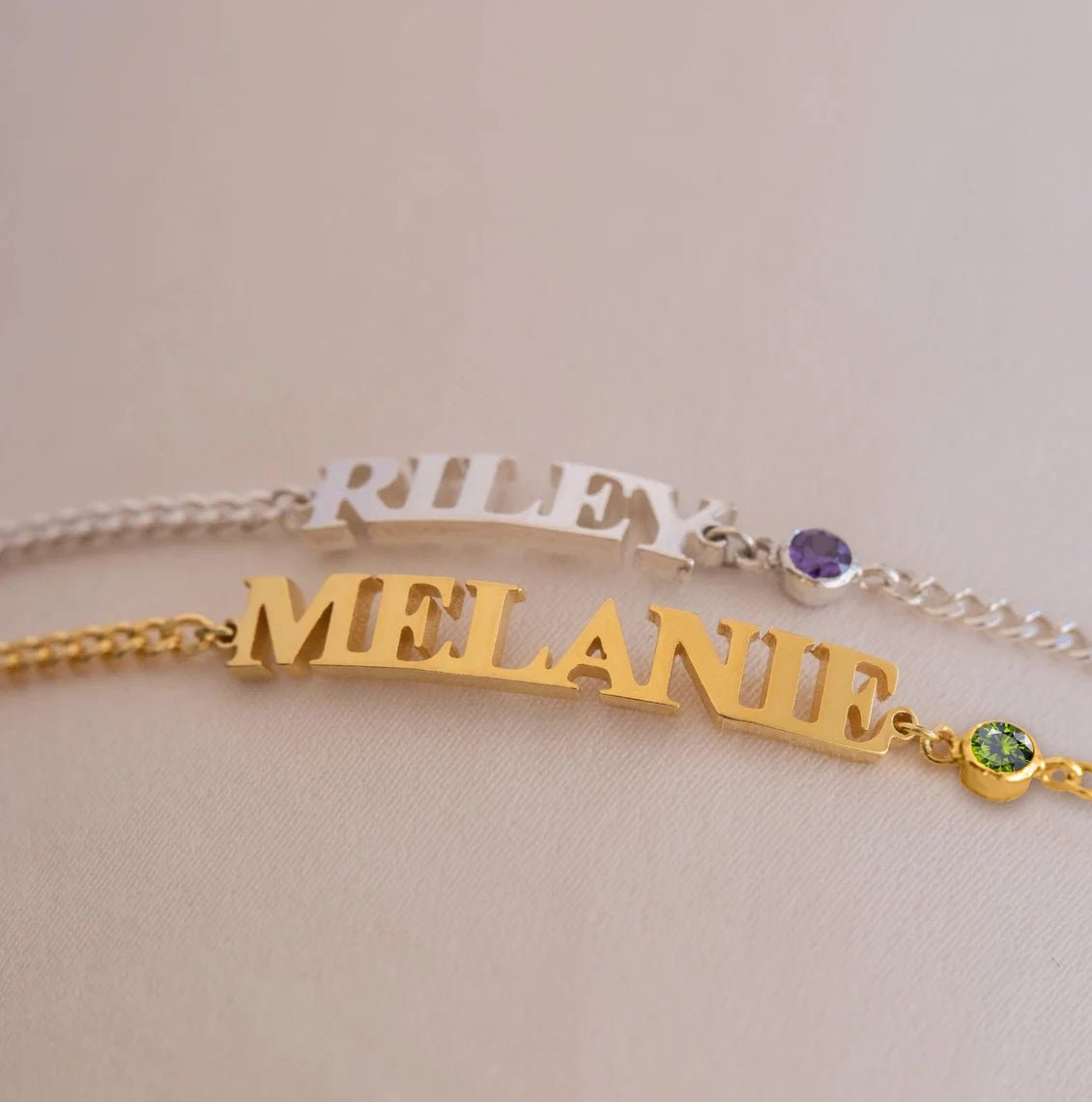 Customized Name & Birthstone Chain Bracelet - Veinci