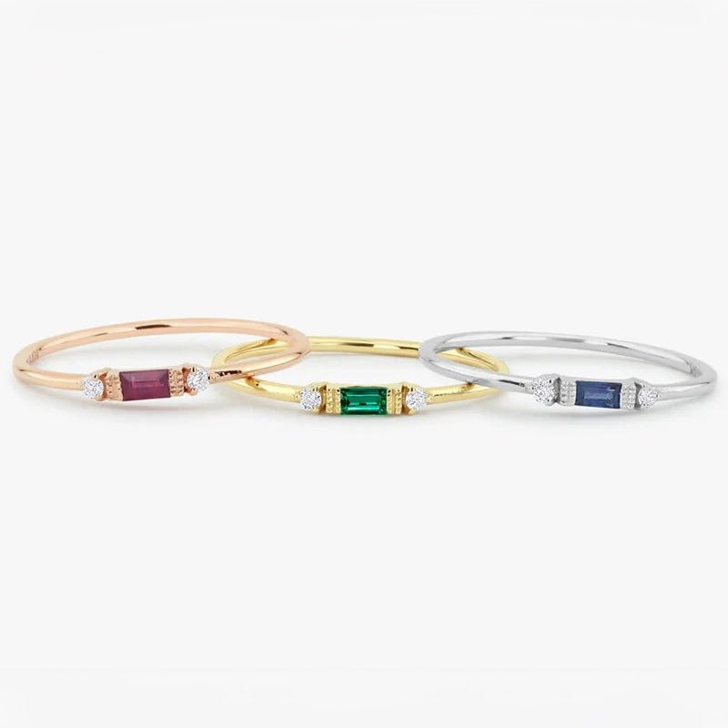 Dainty & Baguette Diamond Ring - Veinci