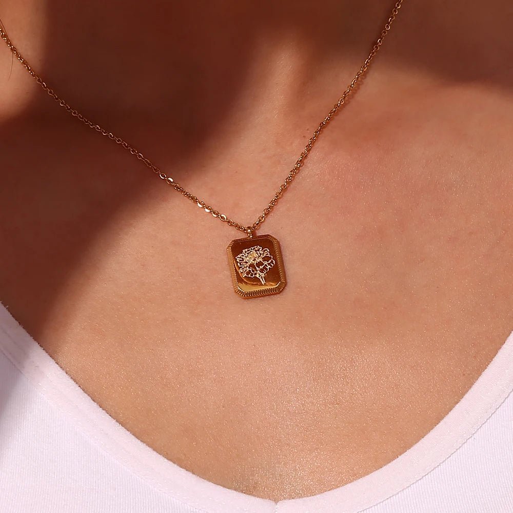 Dainty Birth Month Flower Necklace - Veinci