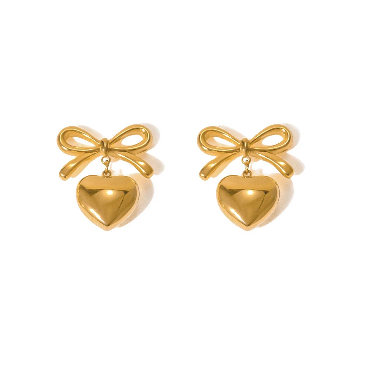 Dainty Bow Heart Earrings - Veinci