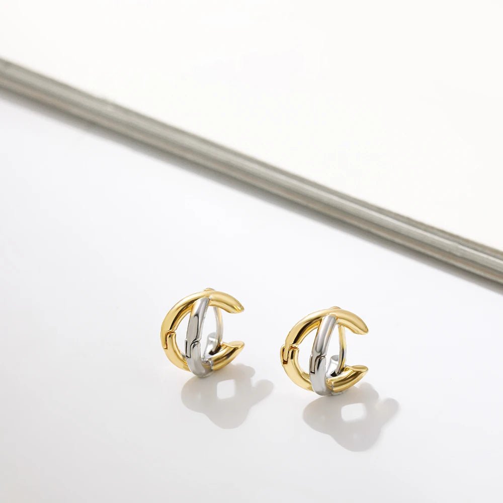 Dainty Criss Cross Contrast Earrings - Veinci