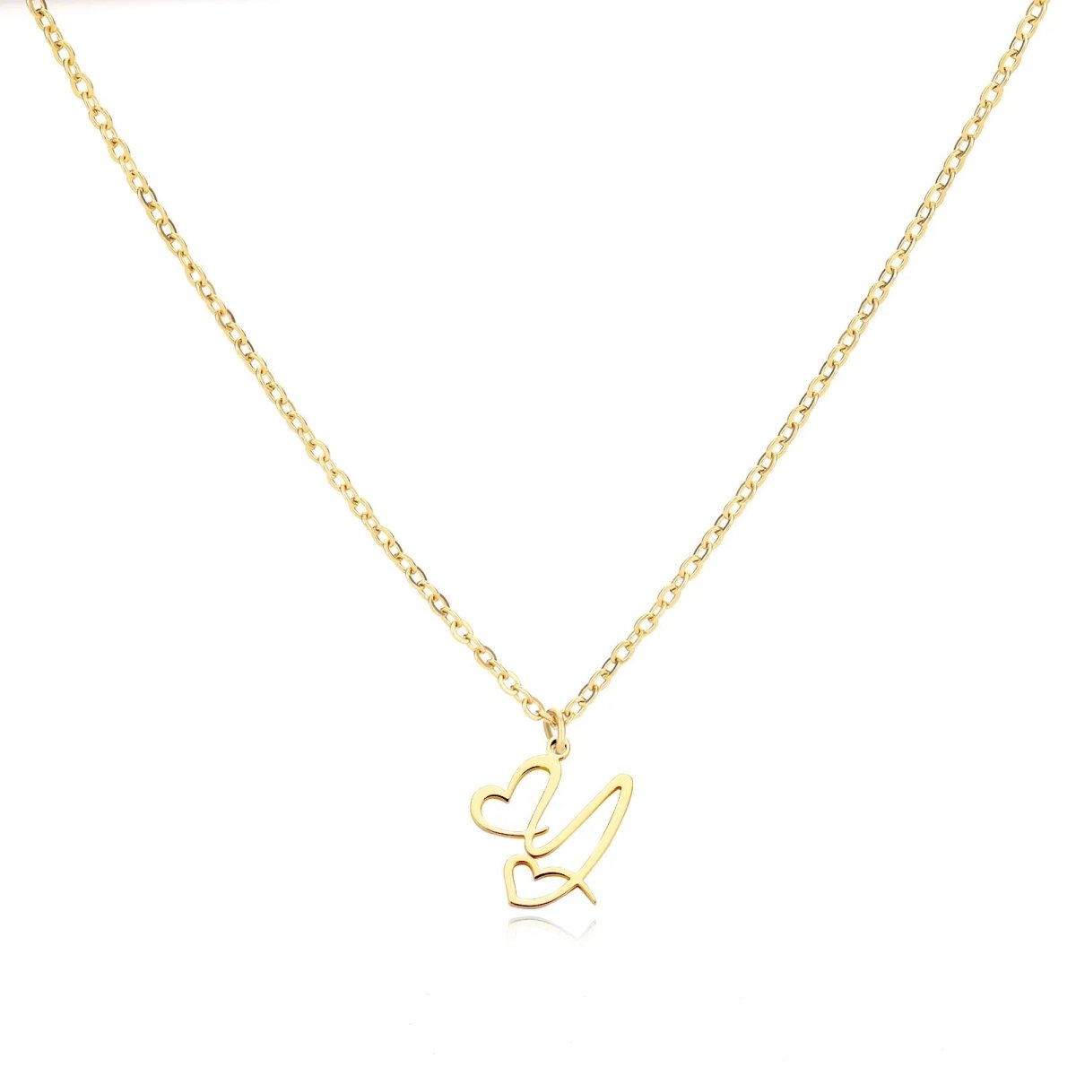 Dainty Custom Letter Heart Necklace - Veinci