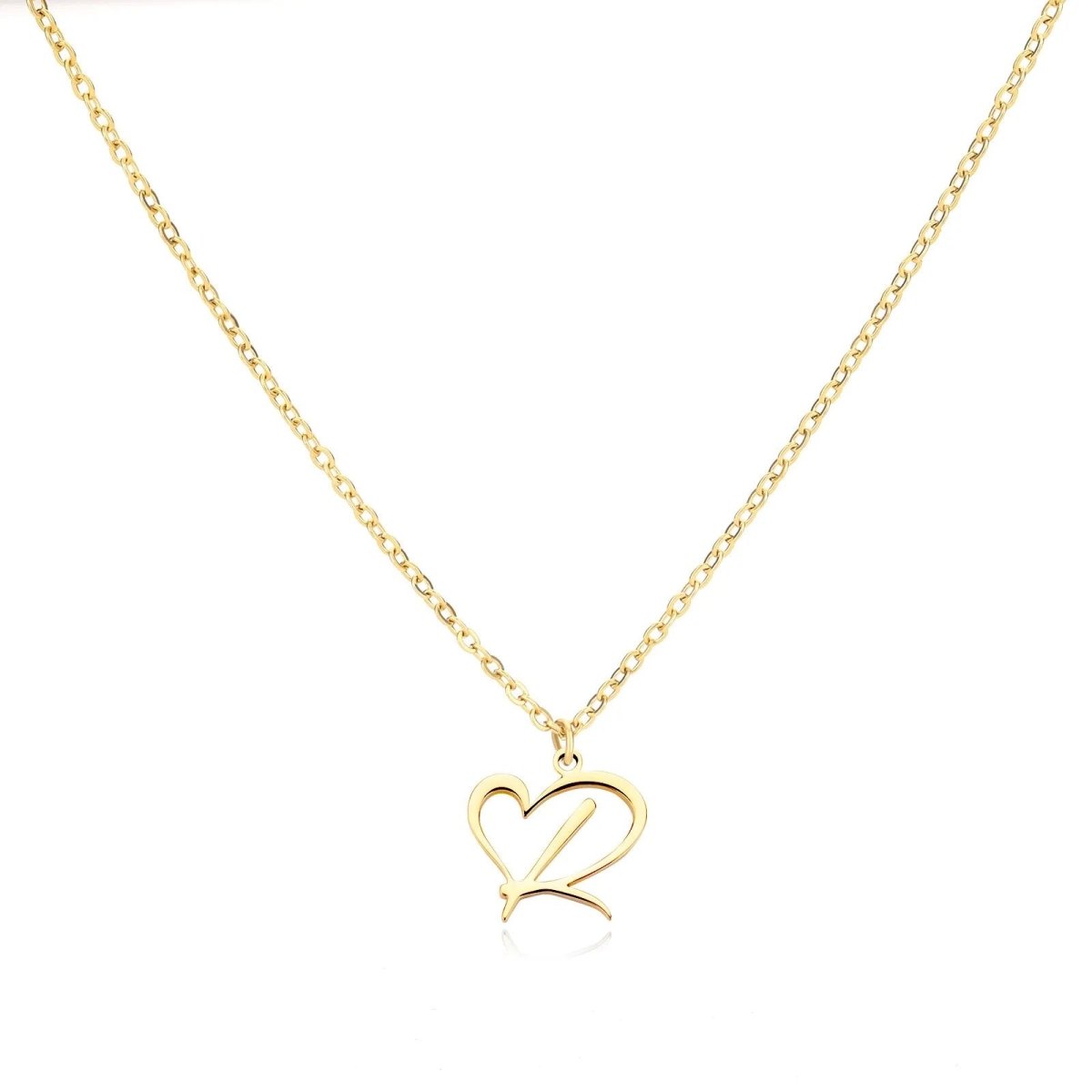 Dainty Custom Letter Heart Necklace - Veinci