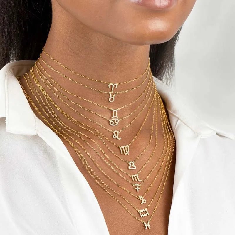 Dainty Diamond Zodiac Sign Necklace - Veinci
