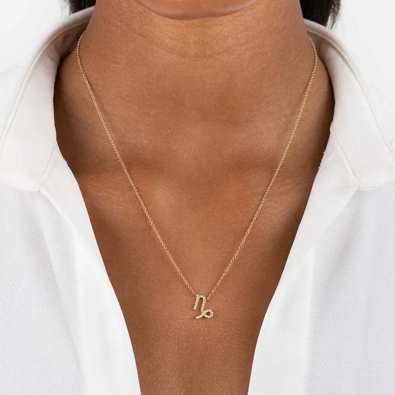 Dainty Diamond Zodiac Sign Necklace - Veinci