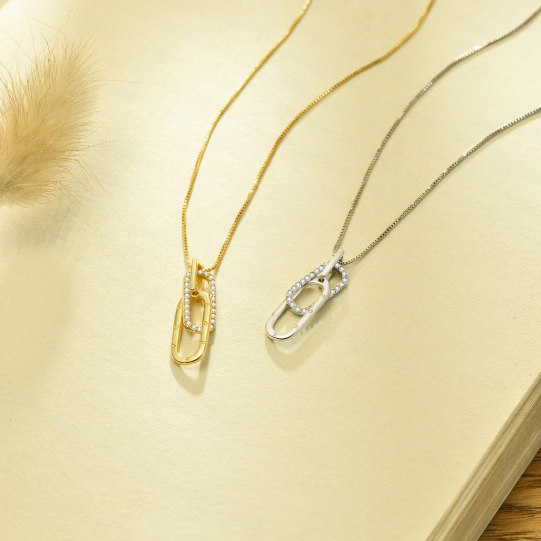 Dainty Forever Paperclip Love Necklace - Veinci