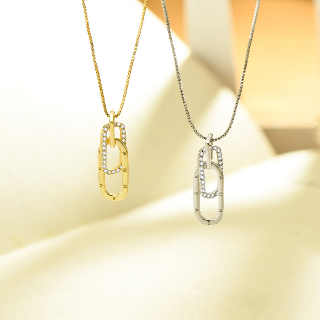 Dainty Forever Paperclip Love Necklace - Veinci