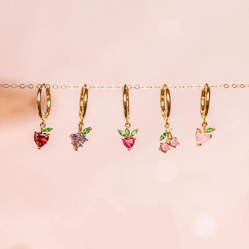 Dainty Fruit Hoop & Stud Earrings - Veinci