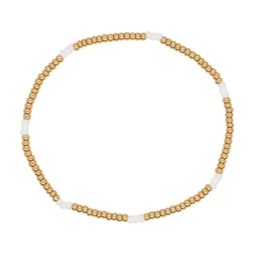 Dainty Gold Beaded Pearl Bracelets - Veinci