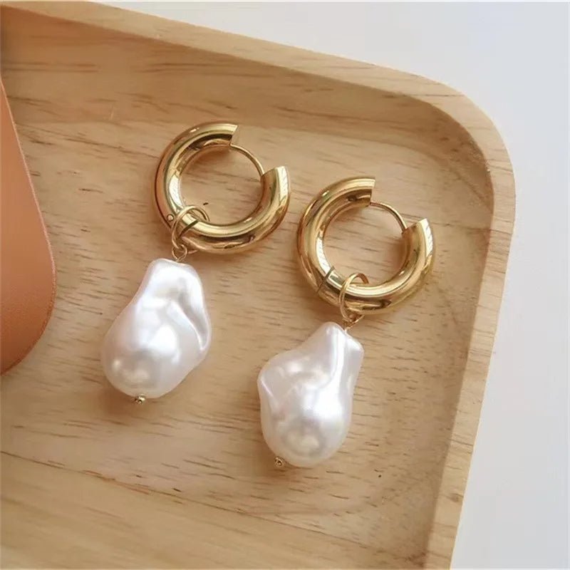 Dainty Pearl Huggie Earrings - Veinci