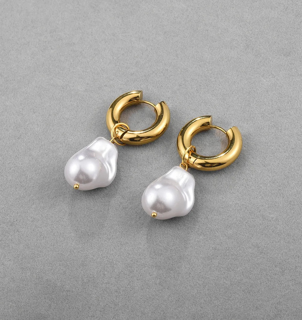 Dainty Pearl Huggie Earrings - Veinci