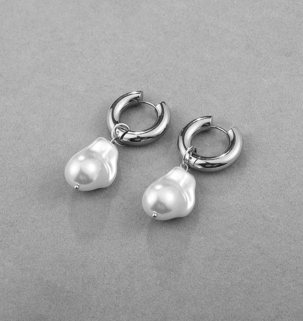 Dainty Pearl Huggie Earrings - Veinci