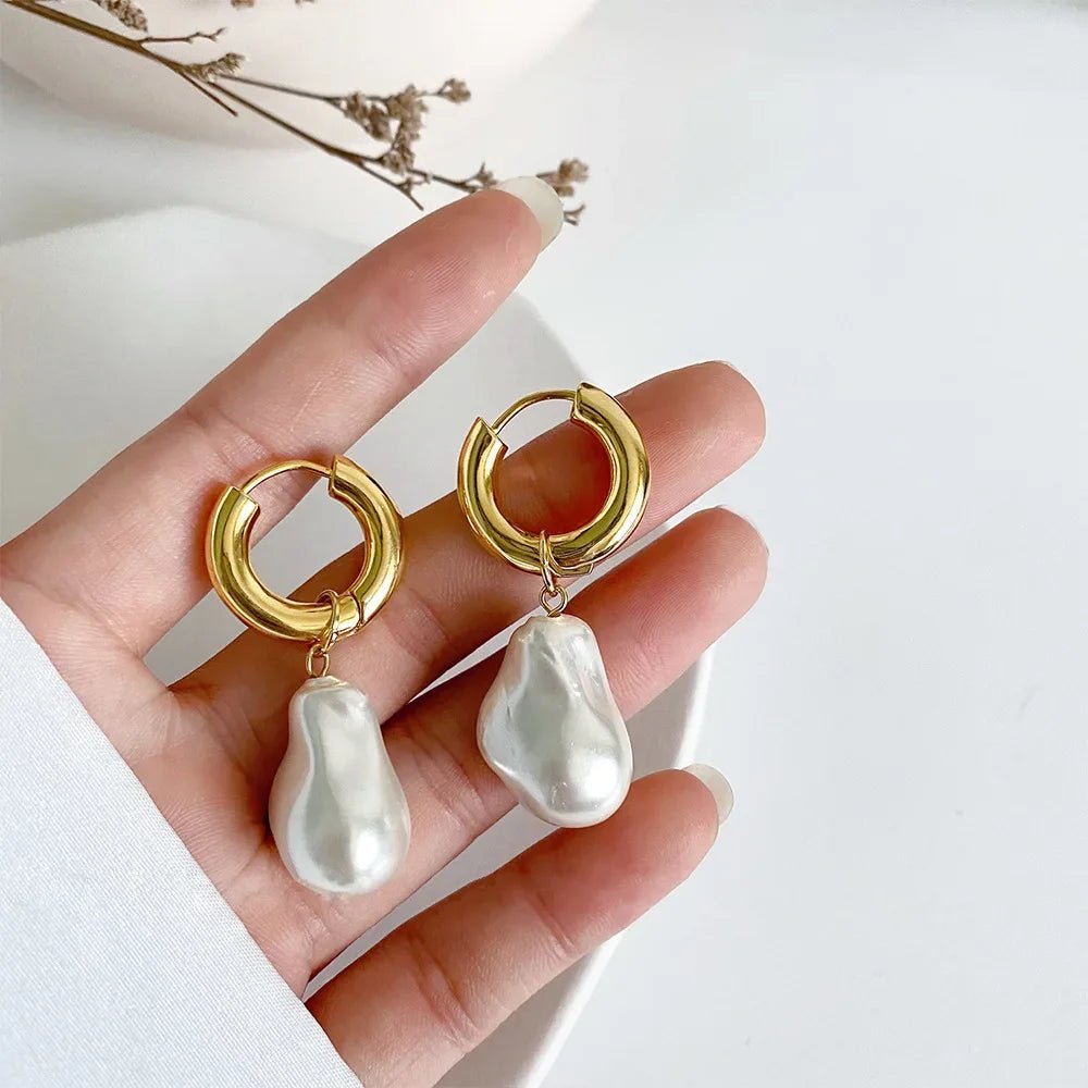 Dainty Pearl Huggie Earrings - Veinci