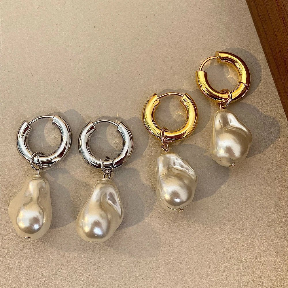 Dainty Pearl Huggie Earrings - Veinci