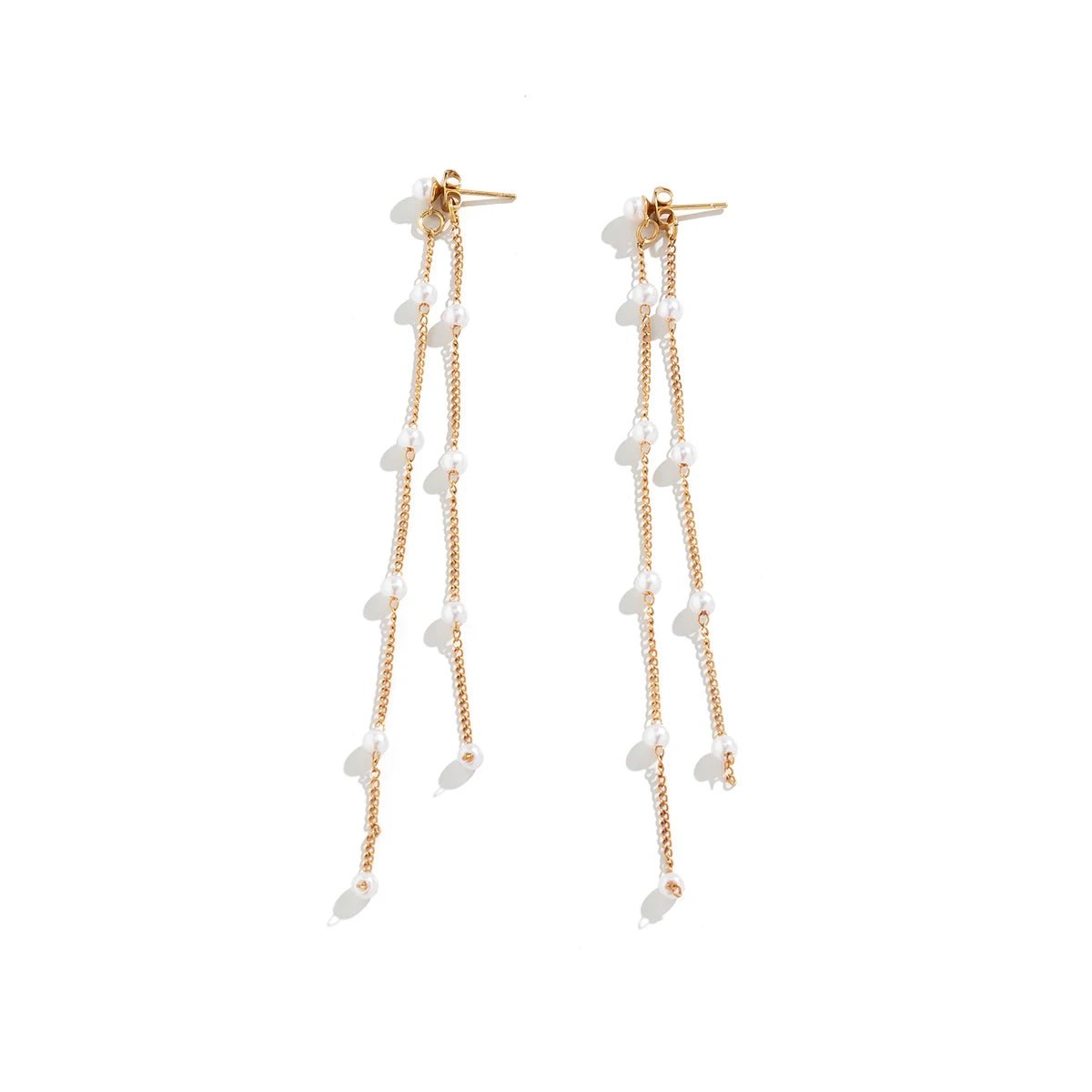 Dainty Pearl Long Tassel Earrings - Veinci