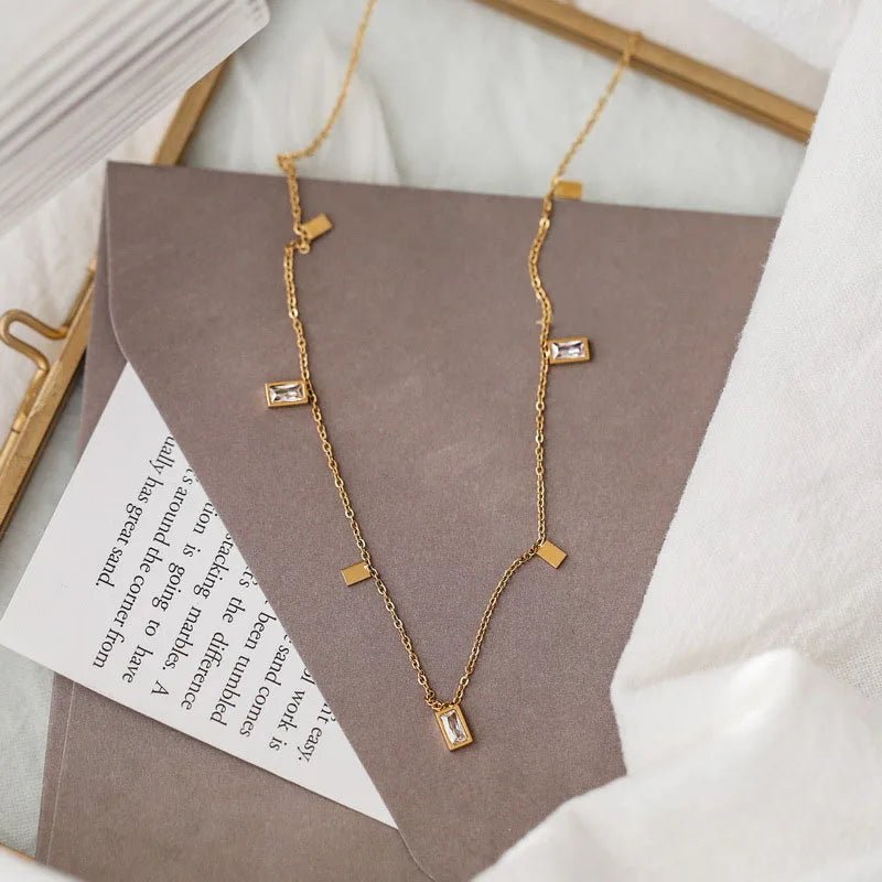 Dainty Rectangle Diamond Choker - Veinci