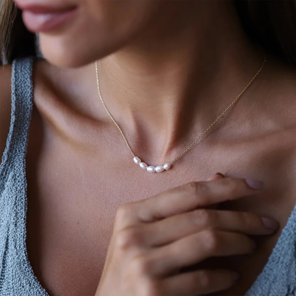 Dainty Strung Beaded Chain Necklace - Veinci