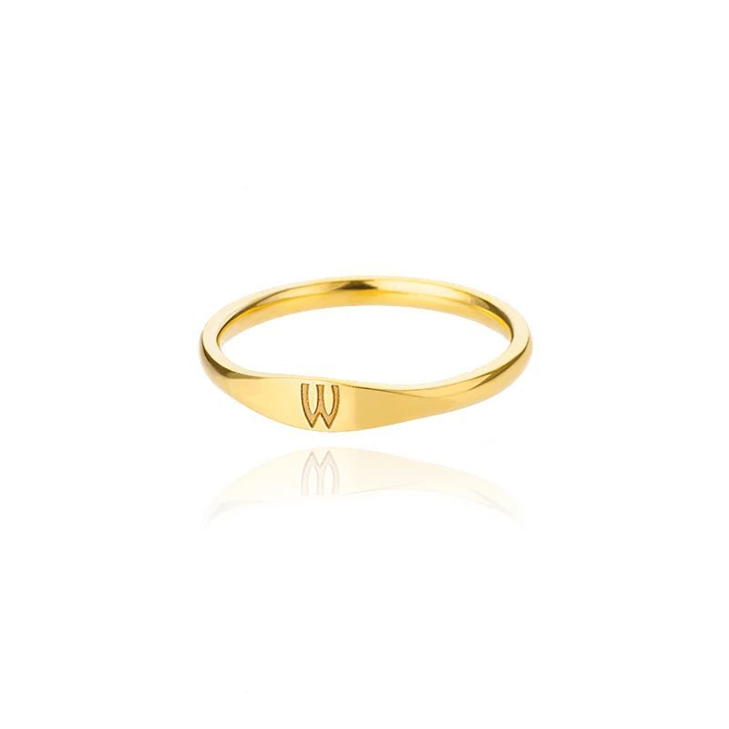 Dainty Thin Letter Initial Ring - Veinci