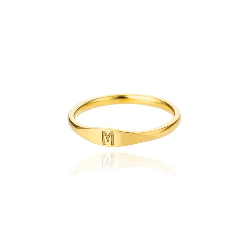 Dainty Thin Letter Initial Ring - Veinci