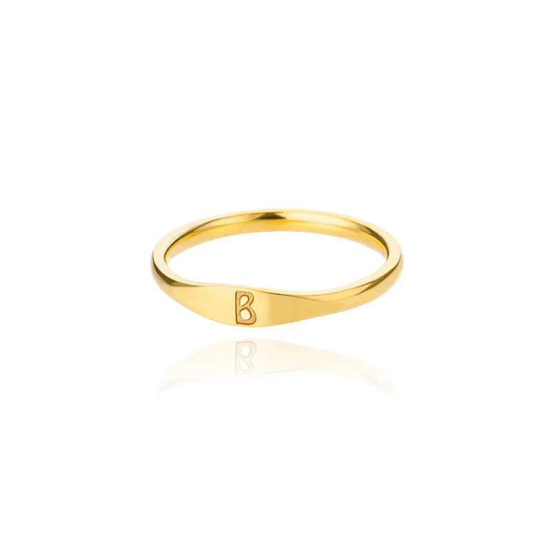 Dainty Thin Letter Initial Ring - Veinci