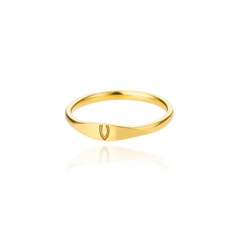 Dainty Thin Letter Initial Ring - Veinci
