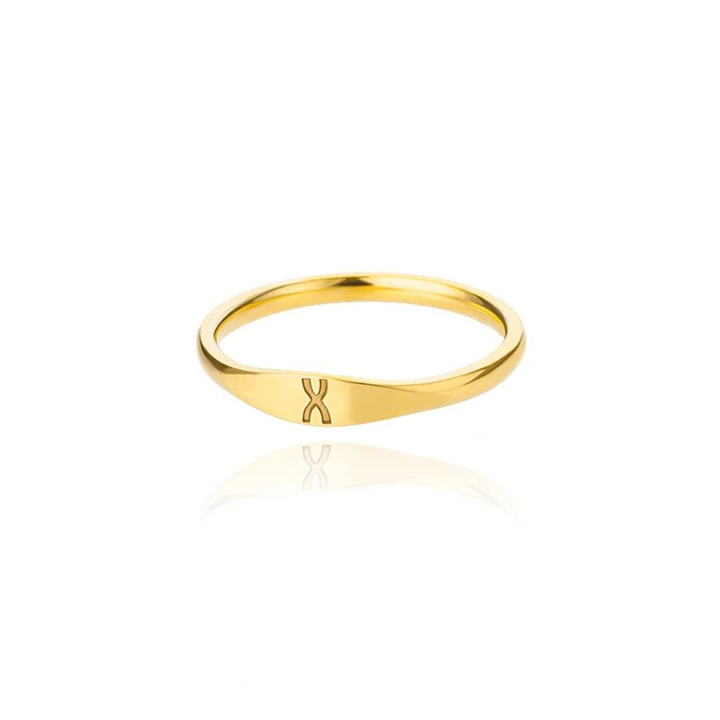 Dainty Thin Letter Initial Ring - Veinci