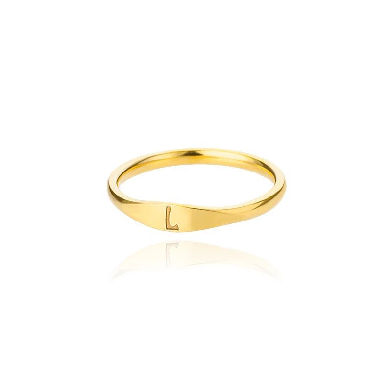 Dainty Thin Letter Initial Ring - Veinci