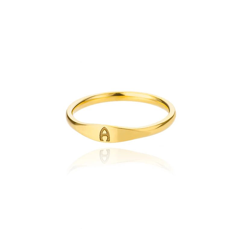 Dainty Thin Letter Initial Ring - Veinci