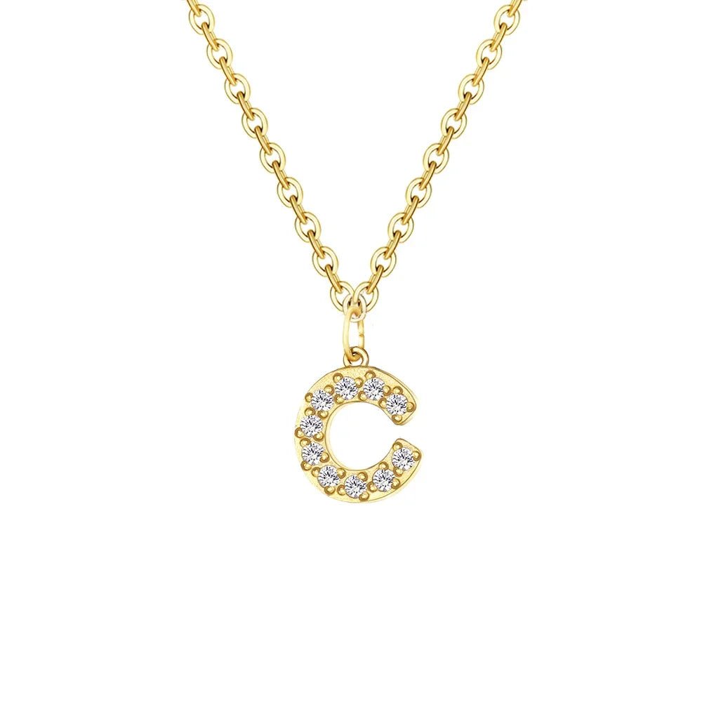 Dainty Zircon Letter Initial, Number, Symbol Chain Necklace - Veinci