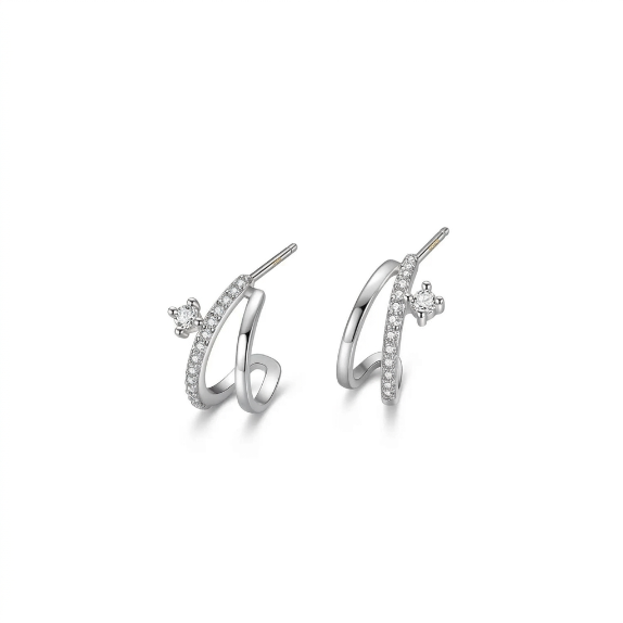 14k Minimalist Layered Curve Earrings