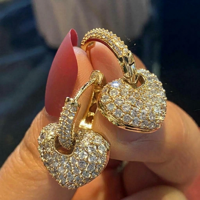 Sparkling Huggie Heart Earrings