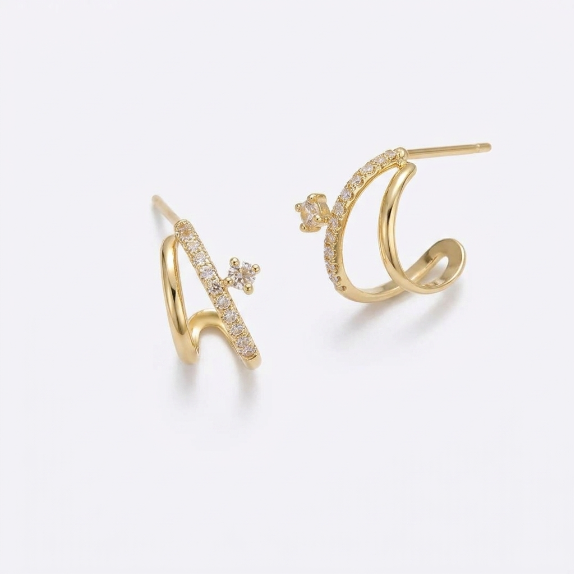 14k Minimalist Layered Curve Earrings