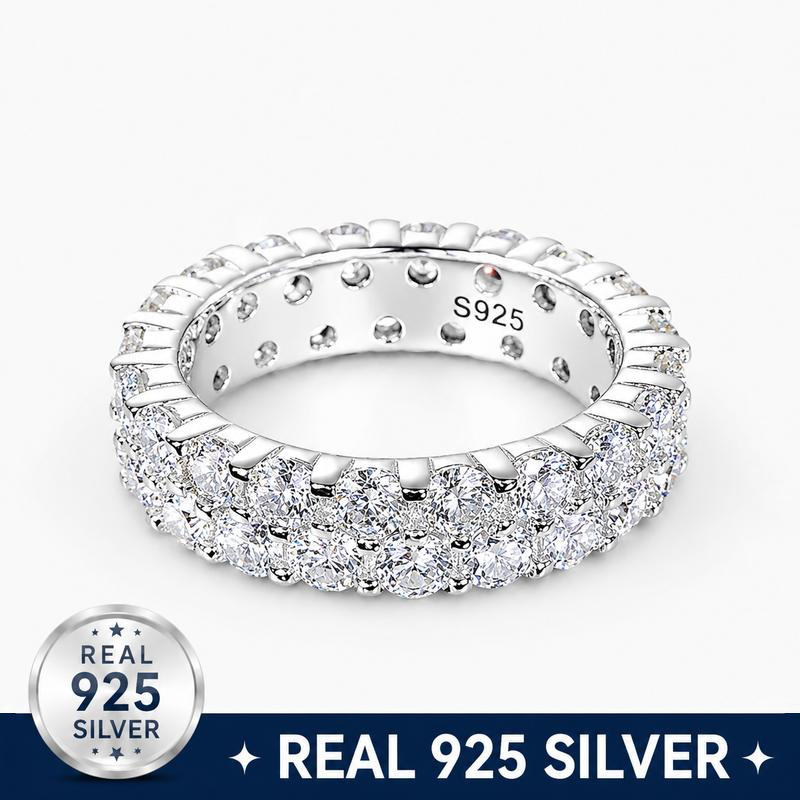 S925 Classy Round Zircon Eternity Band Ring