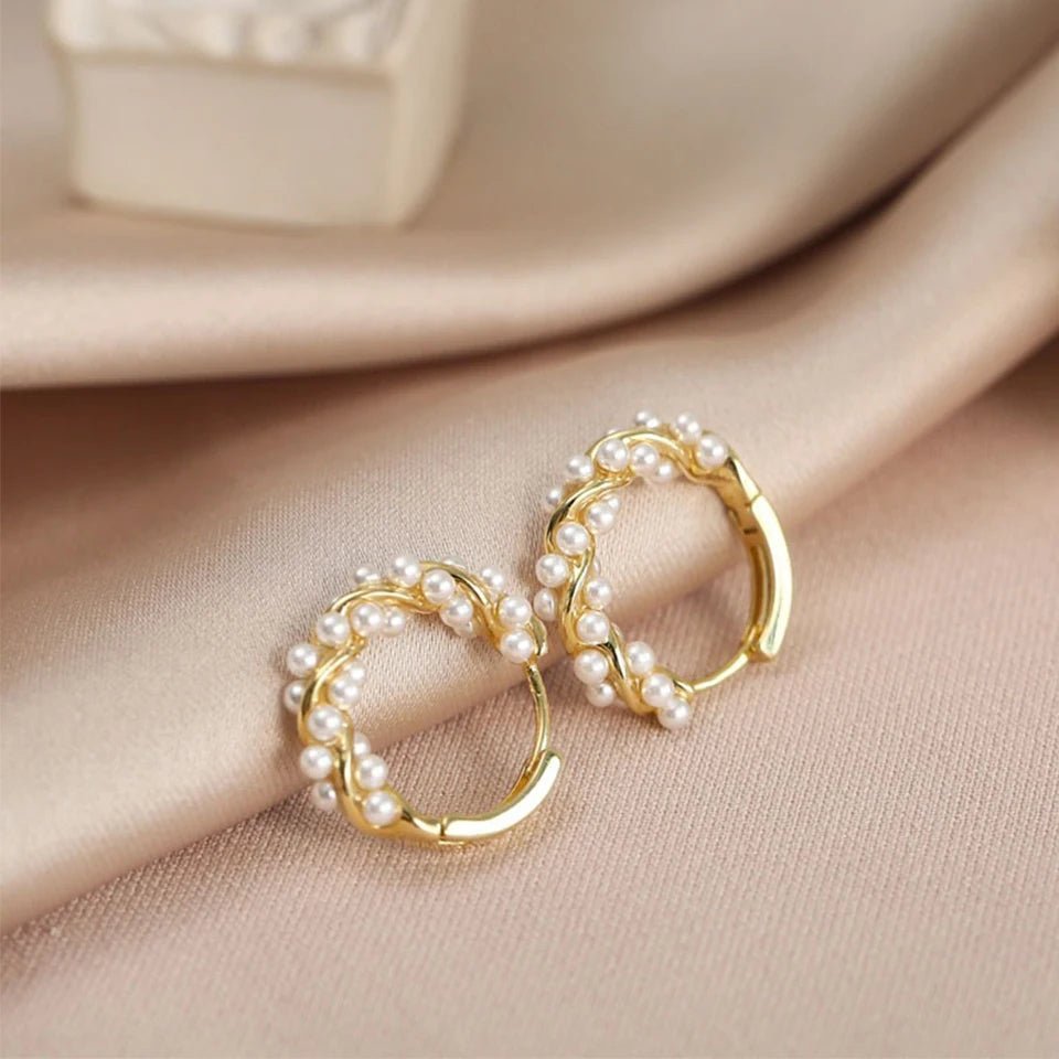 Elegant Beaded Hoop Earrings - Veinci