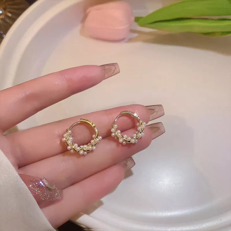 Elegant Beaded Hoop Earrings - Veinci