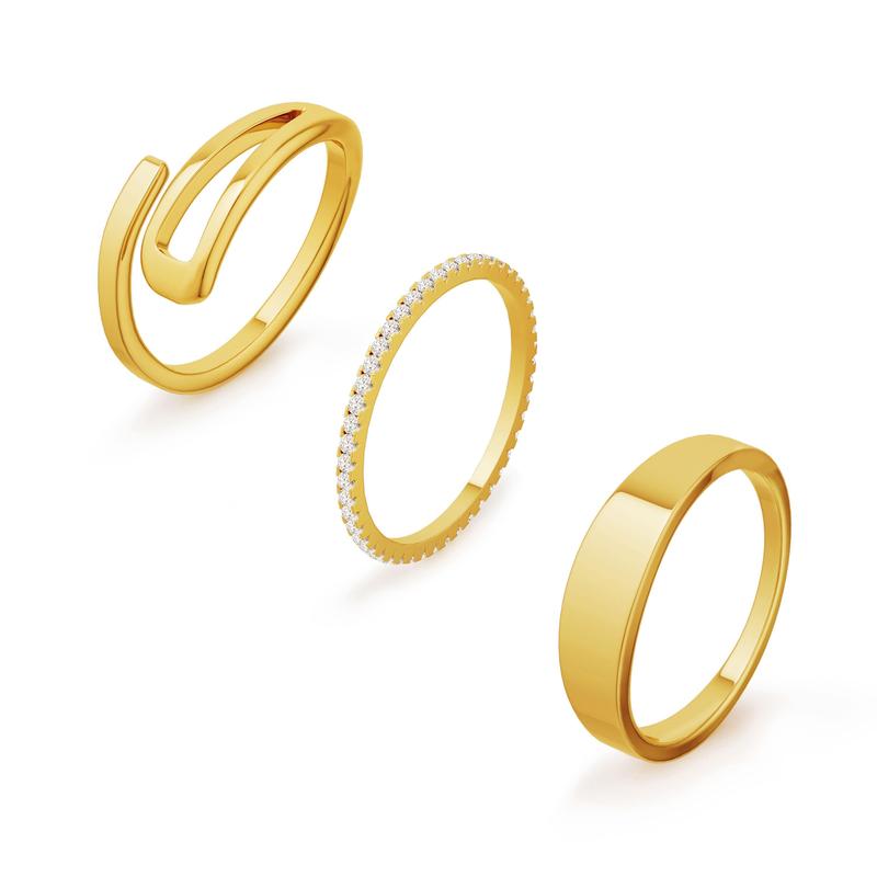 14k 3pc Minimal Ring Stack