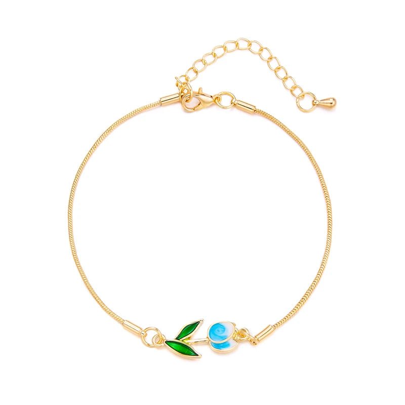 Feminine Floral Tulip Bracelet and Necklace Set - Veinci