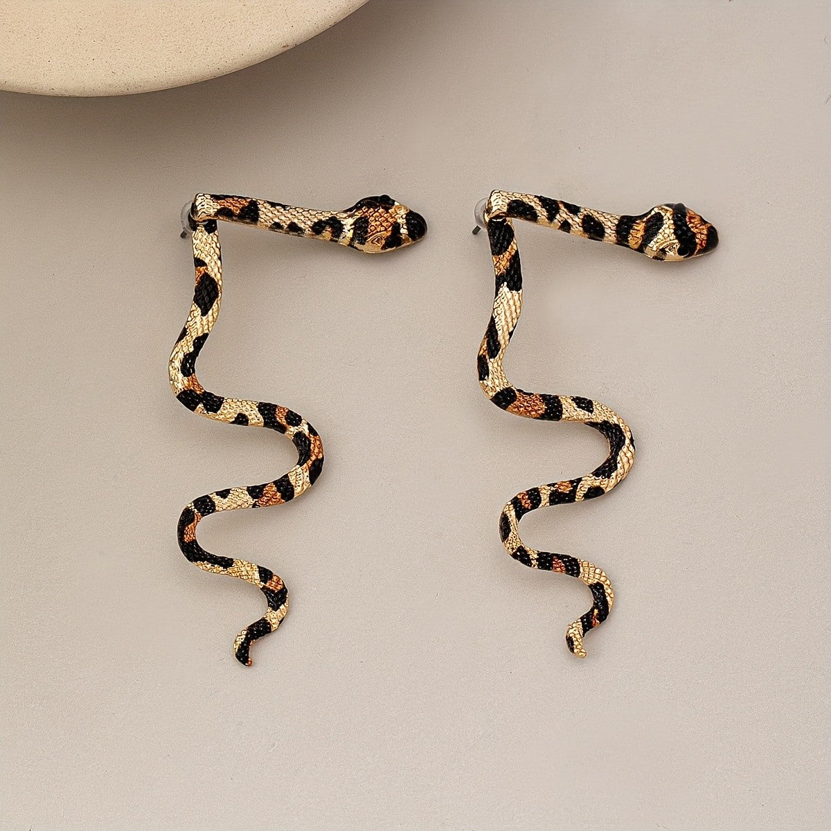 Retro Leopard Print Snake Earrings