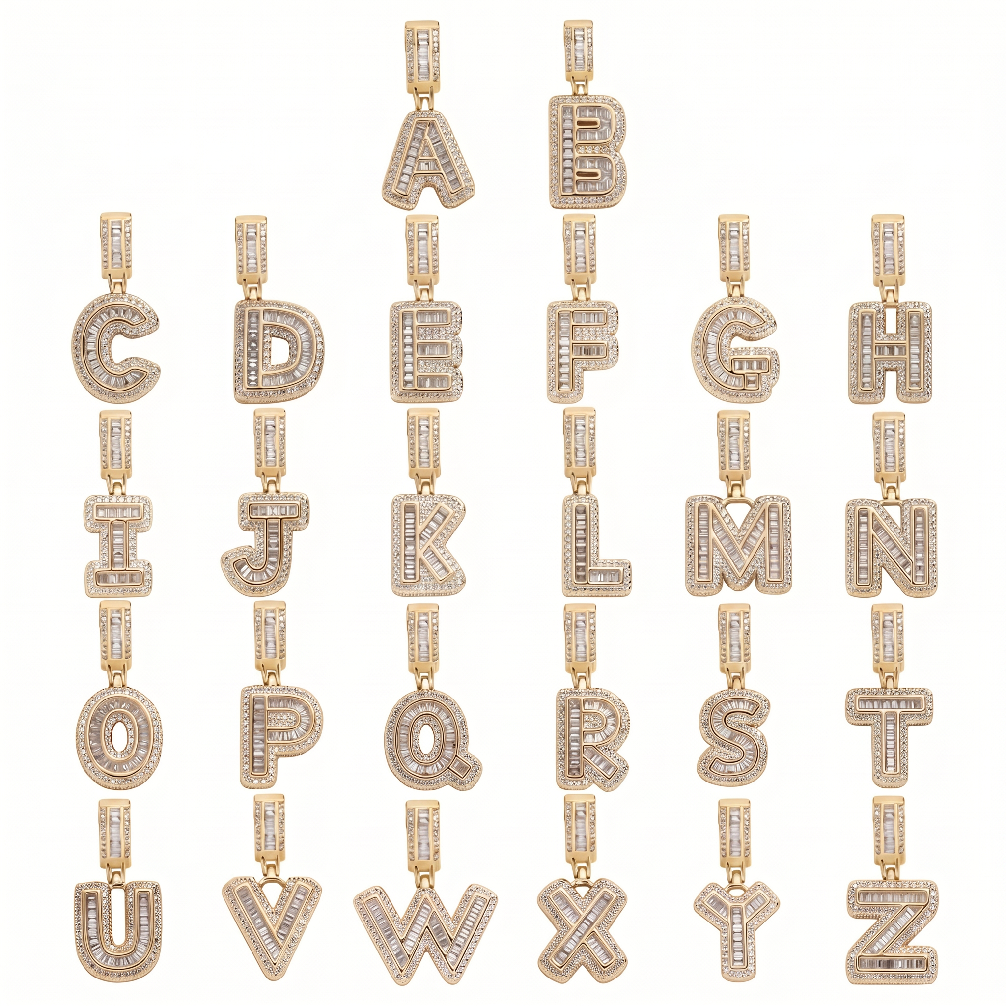 Chunky Diamond Accented Cuban Link Initial Necklace