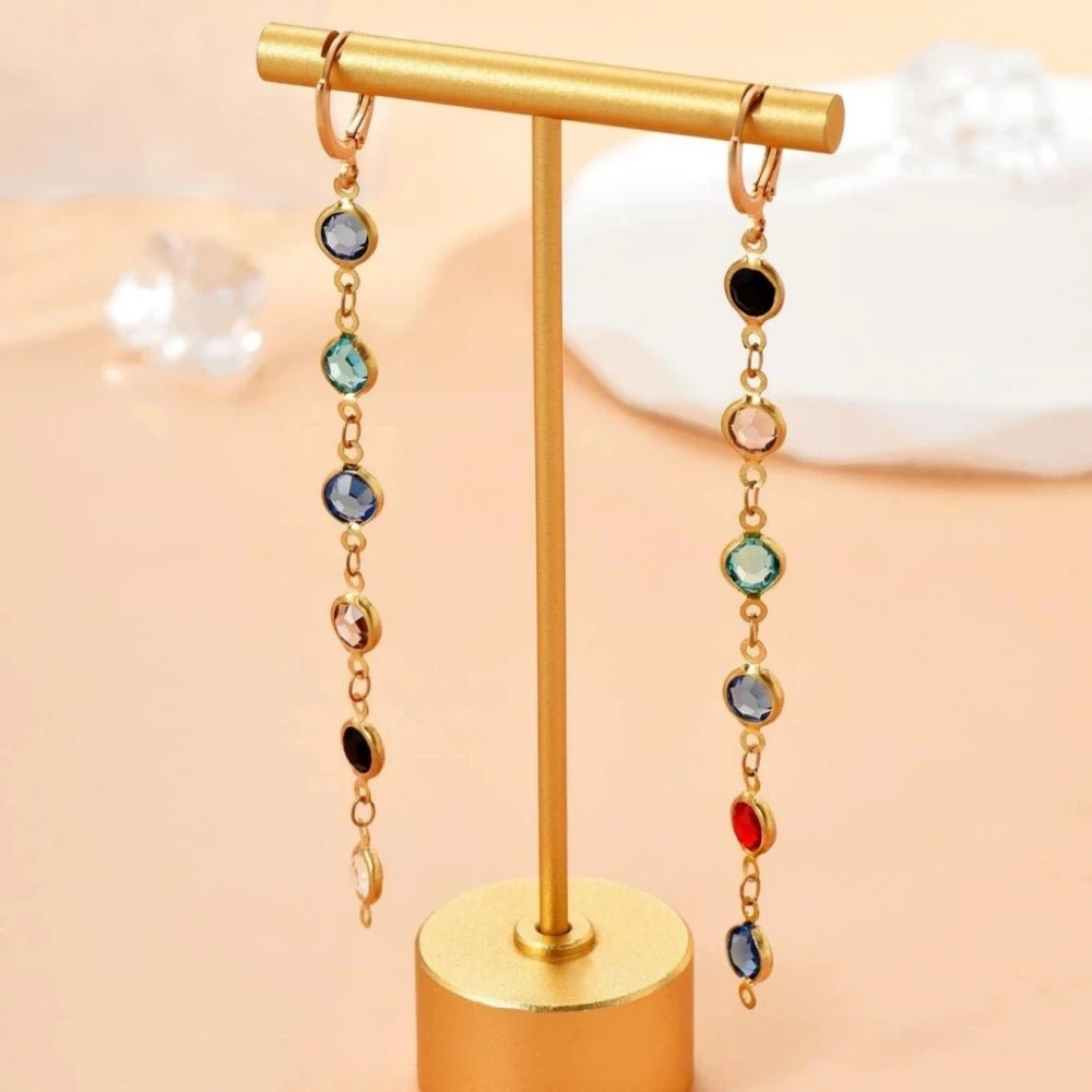 Gem Drop Hoop Earrings - Veinci
