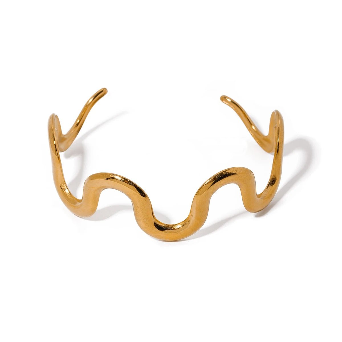 Gold Wavy Statement Bracelet and Necklace - Veinci