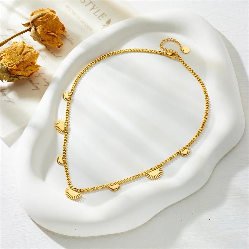 Half Sun Charm Necklace and Bracelet Set - Veinci