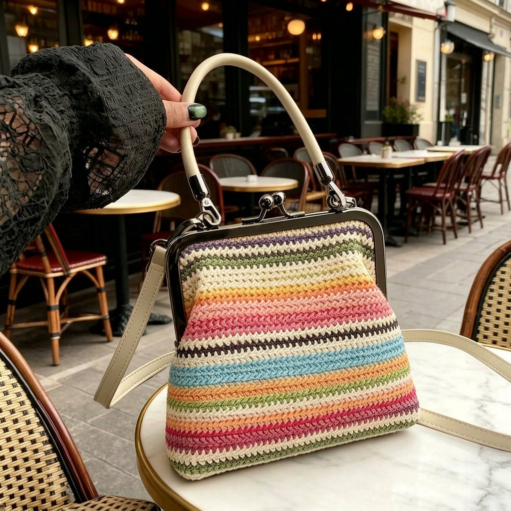 Vintage Inspired Kiss-Lock Satchel Bag