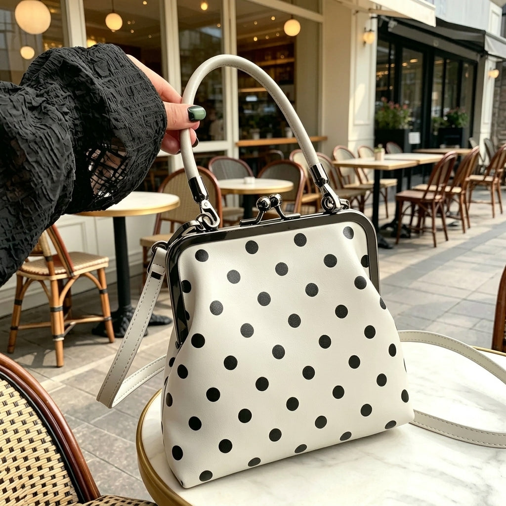 Vintage Inspired Kiss-Lock Satchel Bag
