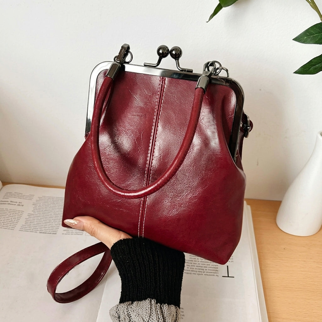 Vintage Inspired Kiss-Lock Satchel Bag