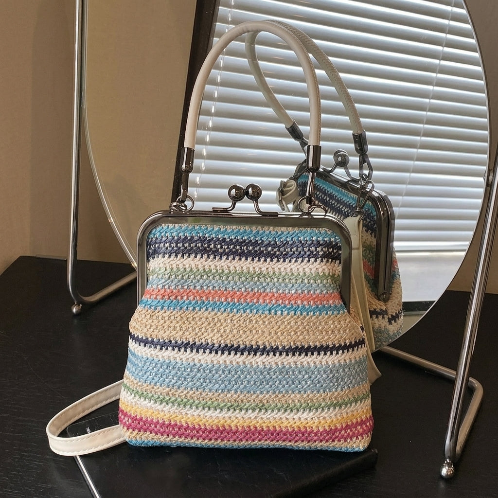 Vintage Inspired Kiss-Lock Satchel Bag
