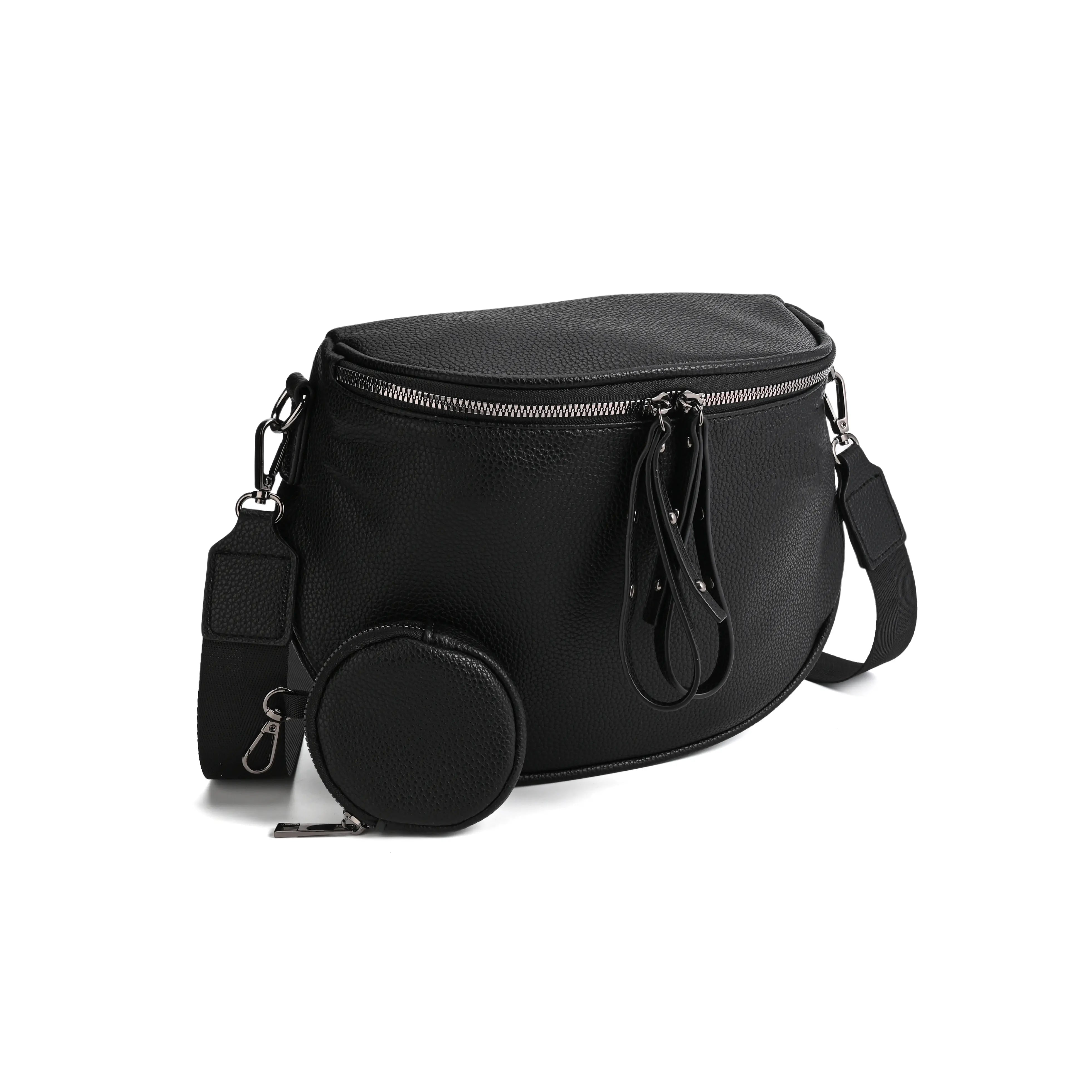 Half-Moon Cross Body Bag With Detachable Pouch