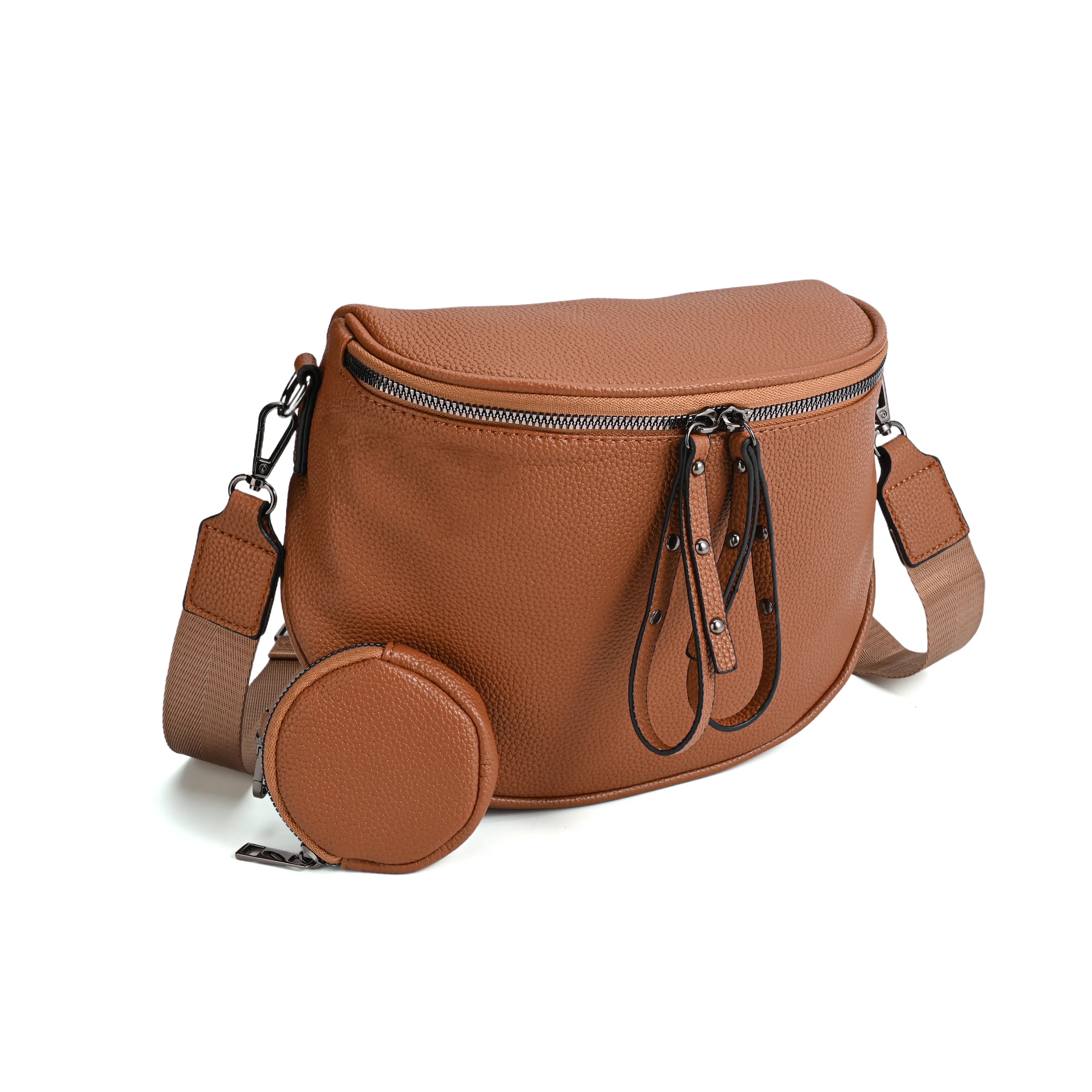 Half-Moon Cross Body Bag With Detachable Pouch