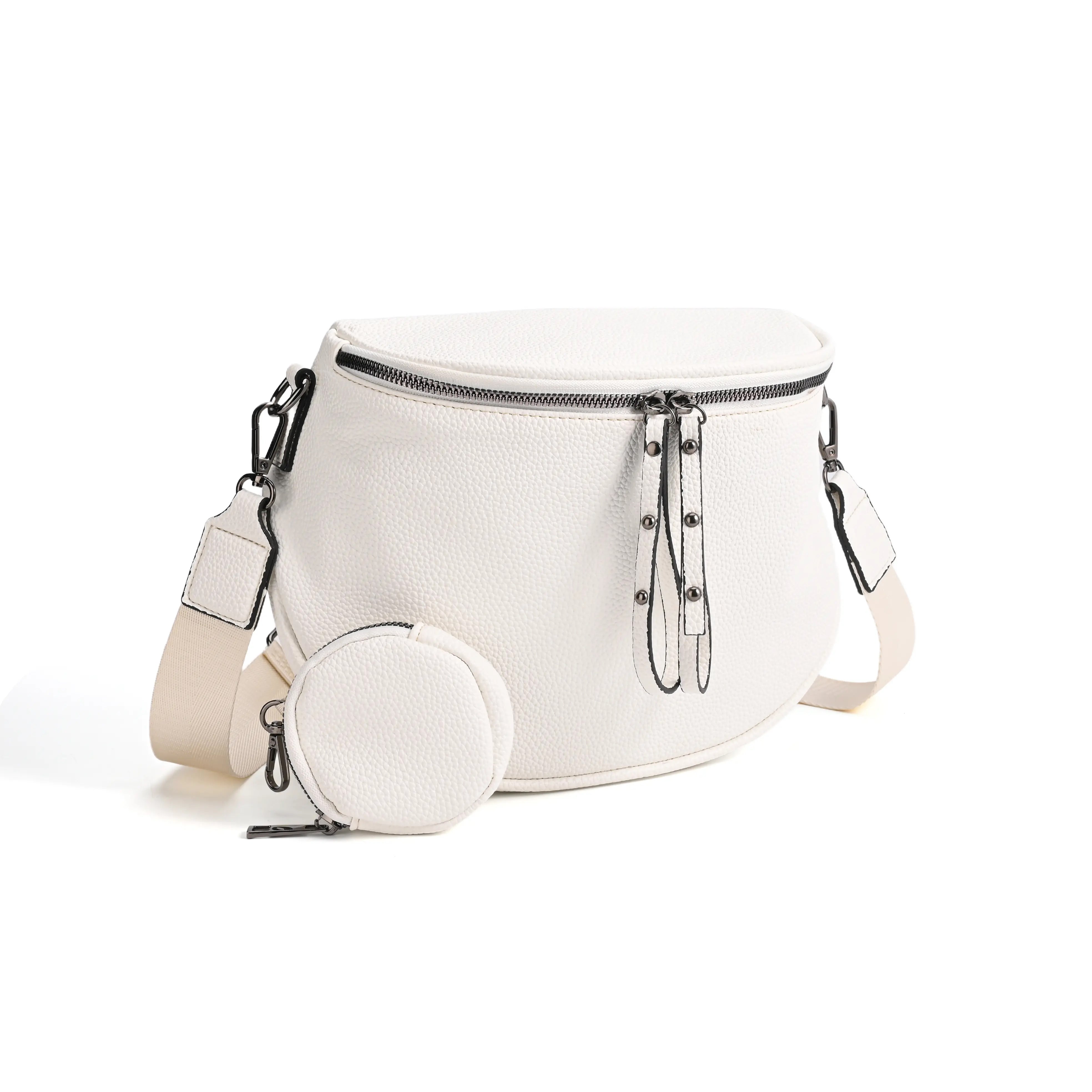 Half-Moon Cross Body Bag With Detachable Pouch